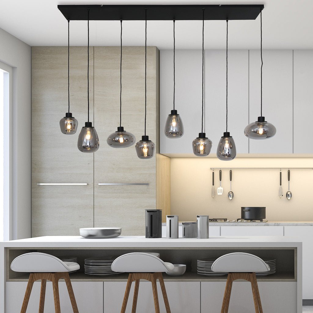 Suspension 8 Lumières Noir | Naro - Designix Lustre