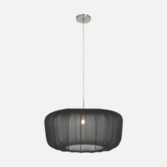 Suspension abat-jour noir tissu voile, Ø 60 cm | Nébra