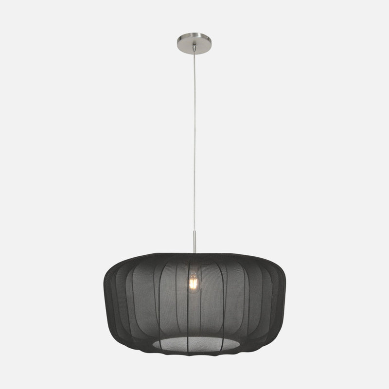 Suspension abat-jour noir tissu voile, Ø 60 cm | Nébra