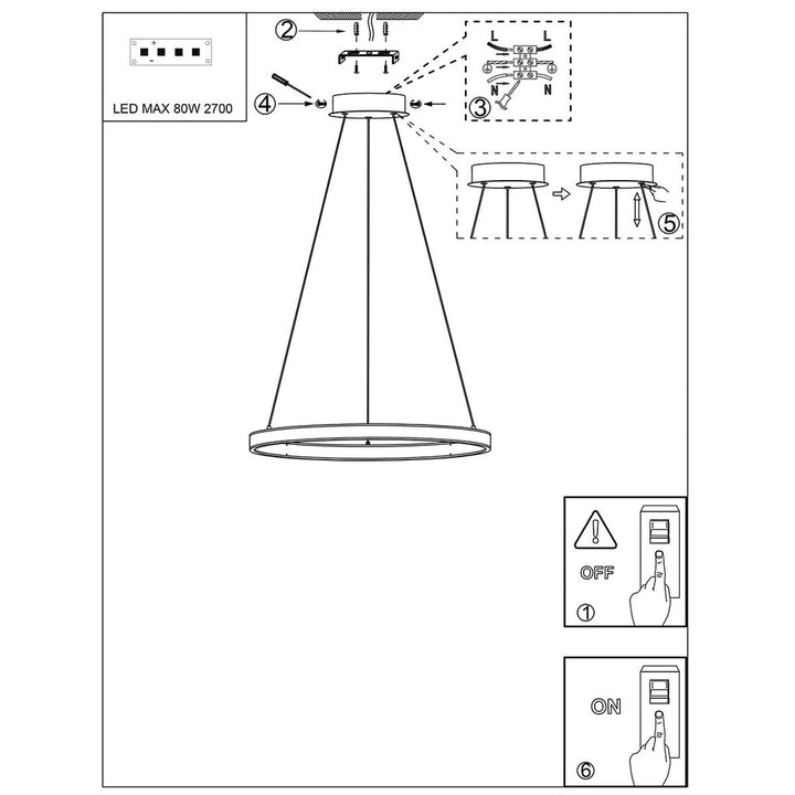 Suspension Anneau Noir Contemporain | Anir - Designix Suspension Luminaire