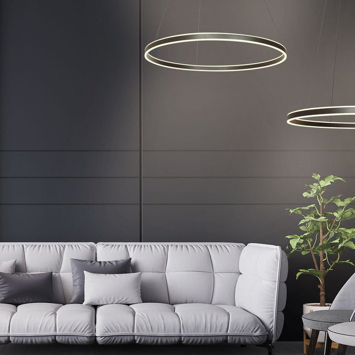Suspension Anneau Noir Contemporain | Anir - Designix Suspension Luminaire