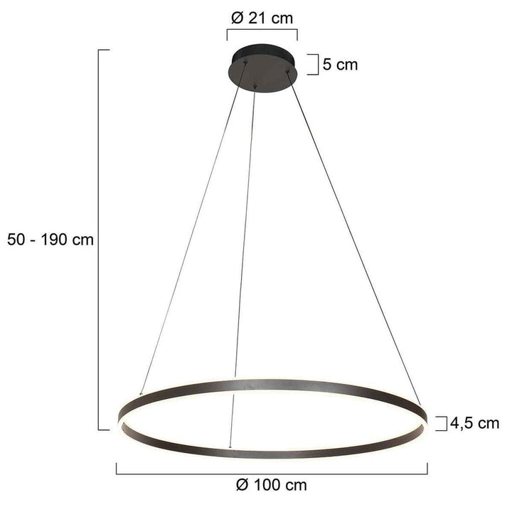 Suspension Anneau Noir Contemporain | Anir - Designix Suspension Luminaire
