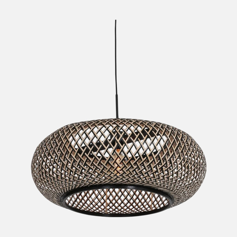 Suspension bambou & bois noir Ø 60 cm, salle à manger | Maze