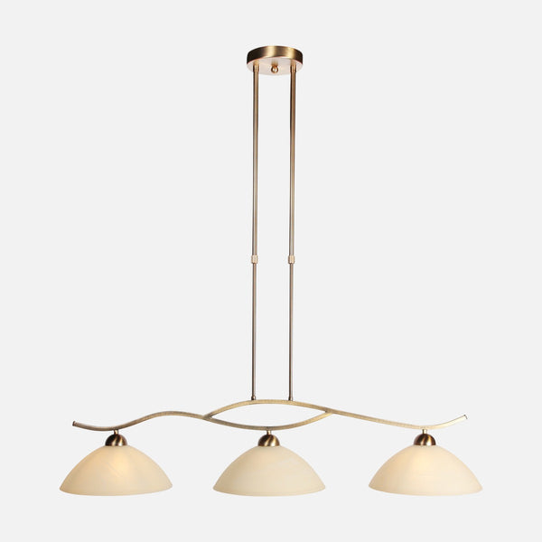 Suspension barre 3 verres ambrés, bronze pour salle à manger | Anthéa