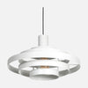 Suspension blanche design 5 anneaux métalliques, intérieur doré Ø 50 cm | Halo Cirque