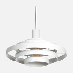 Suspension blanche design 5 anneaux métalliques, intérieur doré Ø 50 cm | Halo Cirque
