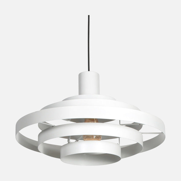 Suspension blanche design 5 anneaux métalliques, intérieur doré Ø 50 cm | Halo Cirque