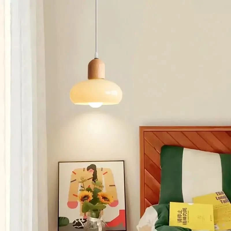 Suspension Bois Verre Moderne | Gaen - Designix Plafonnier Plat 3 Couleurs