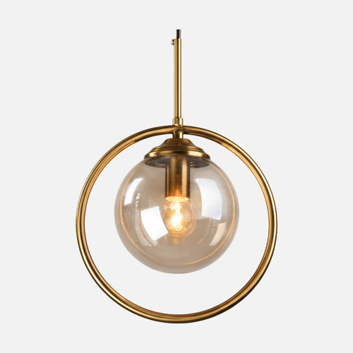 Suspension luminaire boule verre, design moderne or et noir | Sphère Céleste