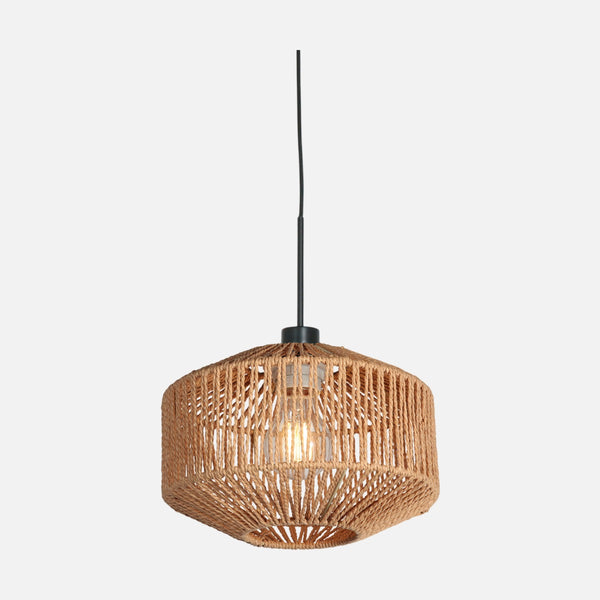 Suspension corde ajourée Ø 23 cm, abat-jour tressé naturel | Séram