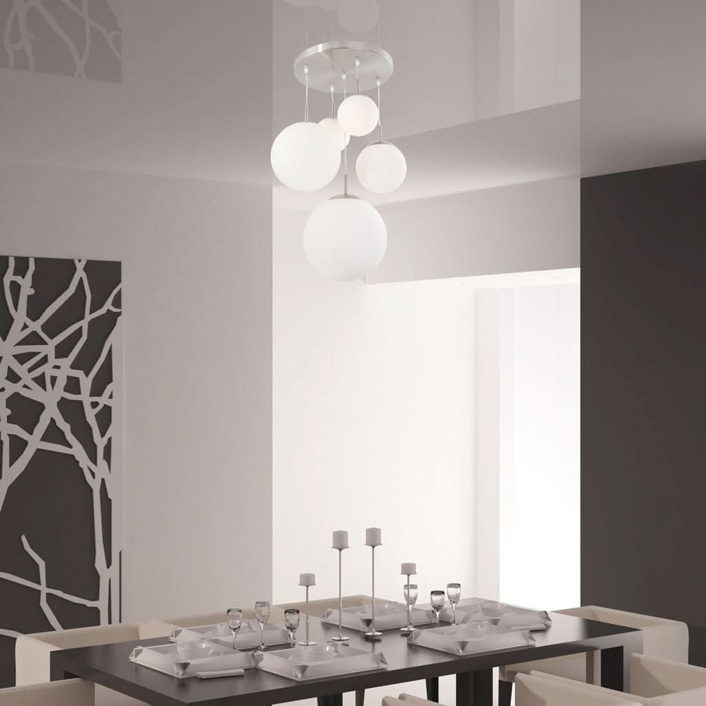 Suspension Design Acier Globes Blancs | Hory