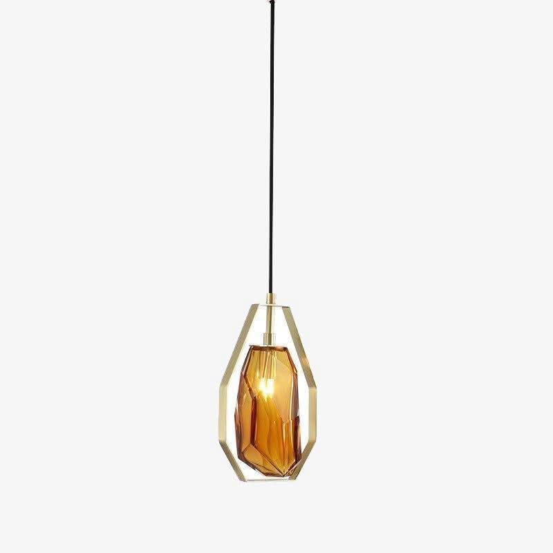 Suspension design LED en verre géométrique de couleurs Coffee | Designix - Luminaire - https://designix.fr