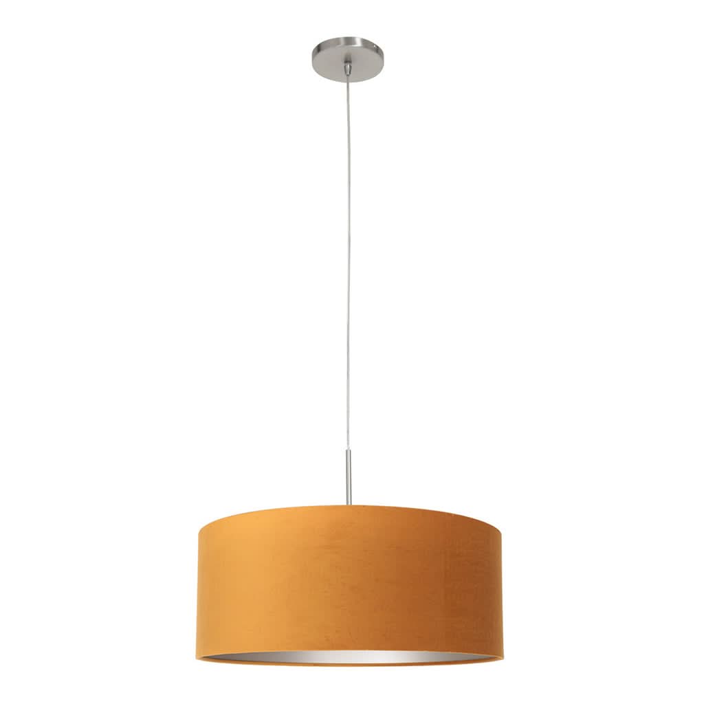 Suspension dorée, abat-jour velours Ø 50 cm réglable, salon | Doréa