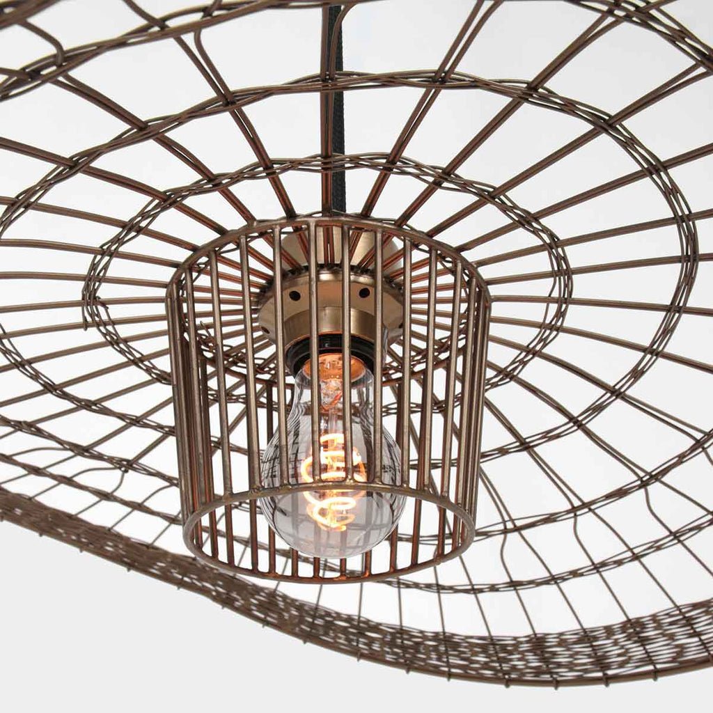 Suspension Élévatrice en Rotin Bronze | Tira - Designix Suspension Luminaire