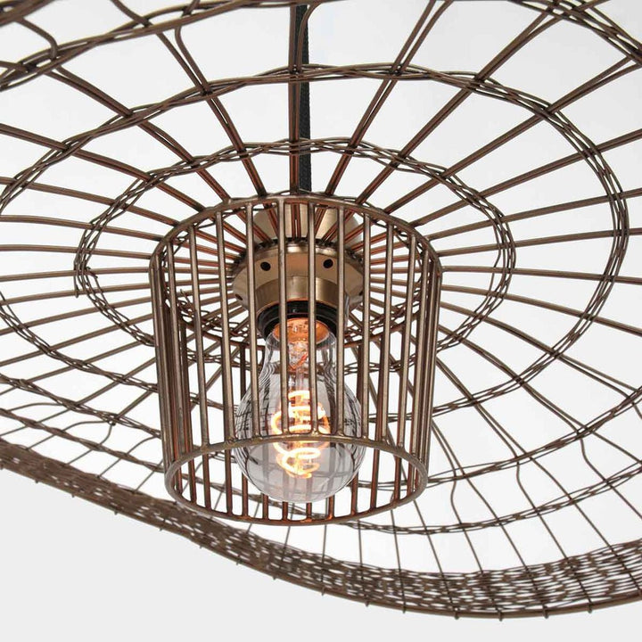 Suspension Élévatrice en Rotin Bronze | Tira - Designix Suspension Luminaire