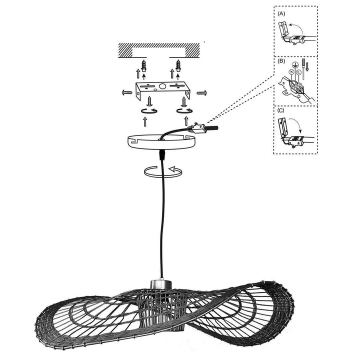 Suspension Élévatrice en Rotin Bronze | Tira - Designix Suspension Luminaire