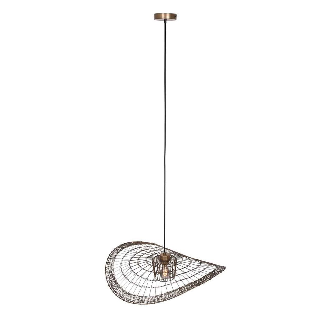 Suspension Élévatrice en Rotin Bronze | Tira - Designix Suspension Luminaire