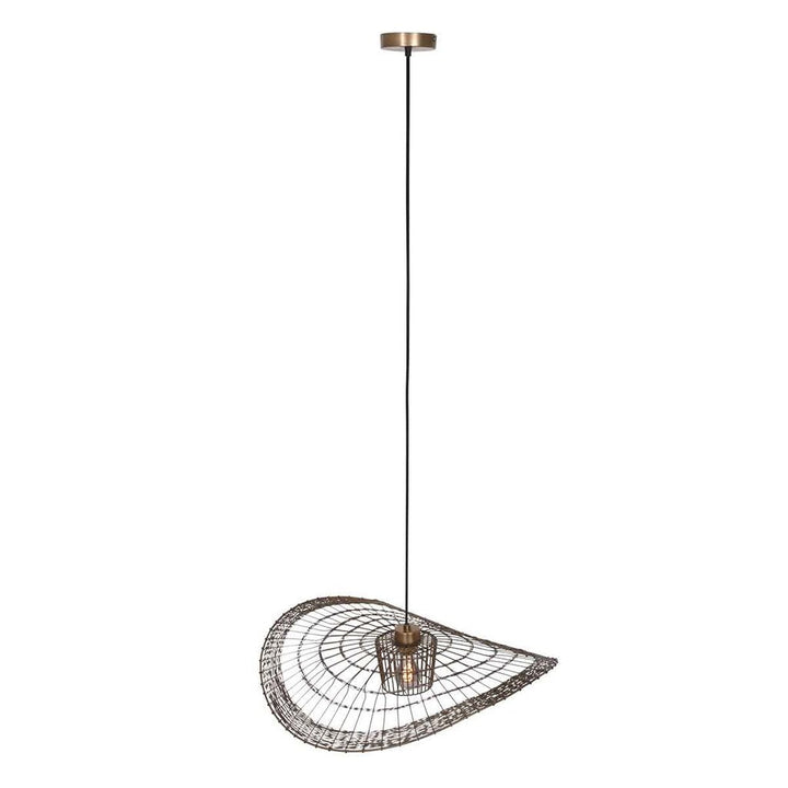 Suspension Élévatrice en Rotin Bronze | Tira - Designix Suspension Luminaire