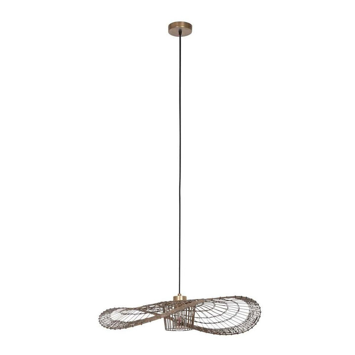 Suspension Élévatrice en Rotin Bronze | Tira - Designix Suspension Luminaire