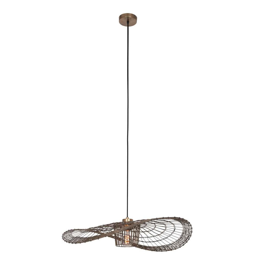 Suspension Élévatrice en Rotin Bronze | Tira - Designix Suspension Luminaire