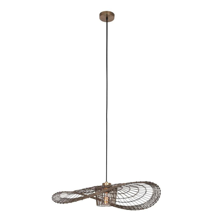 Suspension Élévatrice en Rotin Bronze | Tira - Designix Suspension Luminaire