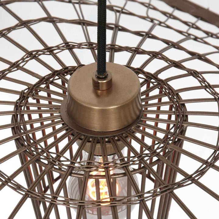 Suspension Élévatrice en Rotin Bronze | Tira - Designix Suspension Luminaire