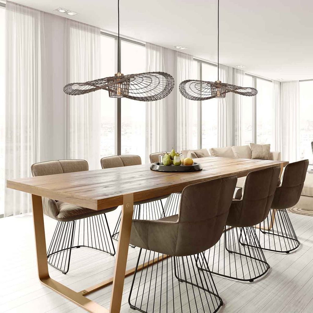 Suspension Élévatrice en Rotin Bronze | Tira - Designix Suspension Luminaire
