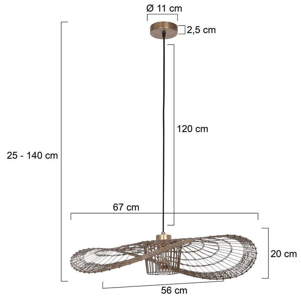 Suspension Élévatrice en Rotin Bronze | Tira - Designix Suspension Luminaire