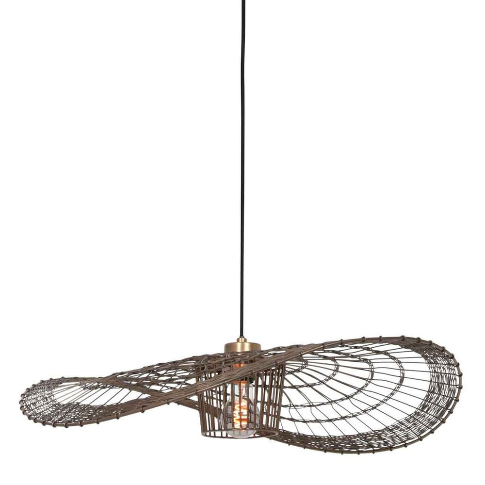 Suspension Élévatrice en Rotin Bronze | Tira - Designix Suspension Luminaire