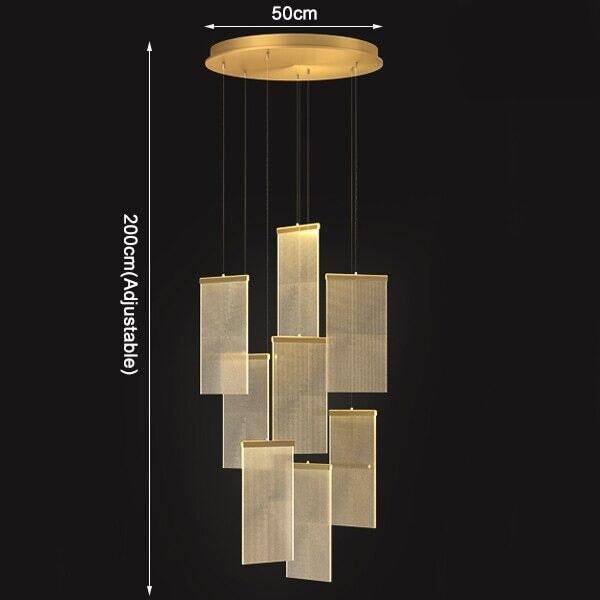 Suspension Escalier Design | Danse Éclairée | Designix - Suspension luminaire Diamètre 50cm | 6 Lumières Or Blanc Chaud Variable - https://designix.fr/