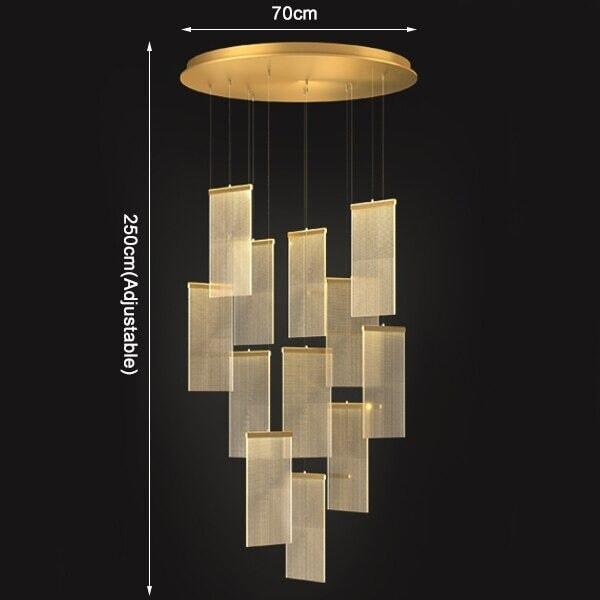 Suspension Escalier Design | Danse Éclairée | Designix - Suspension luminaire Diamètre 70cm | 12 Lumières Or Blanc Chaud Variable - https://designix.fr/