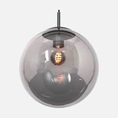 Suspension globe noir, verre fumé Ø 20 cm, couloir et bar | Bollique