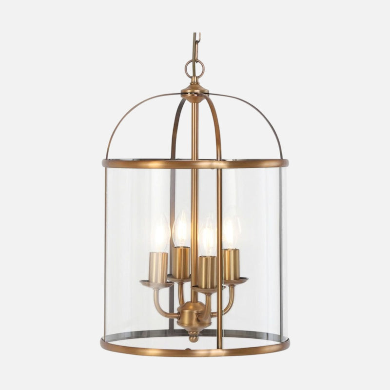 suspension lanterne bronze, cage en verre 4 lumières | Pimpernel