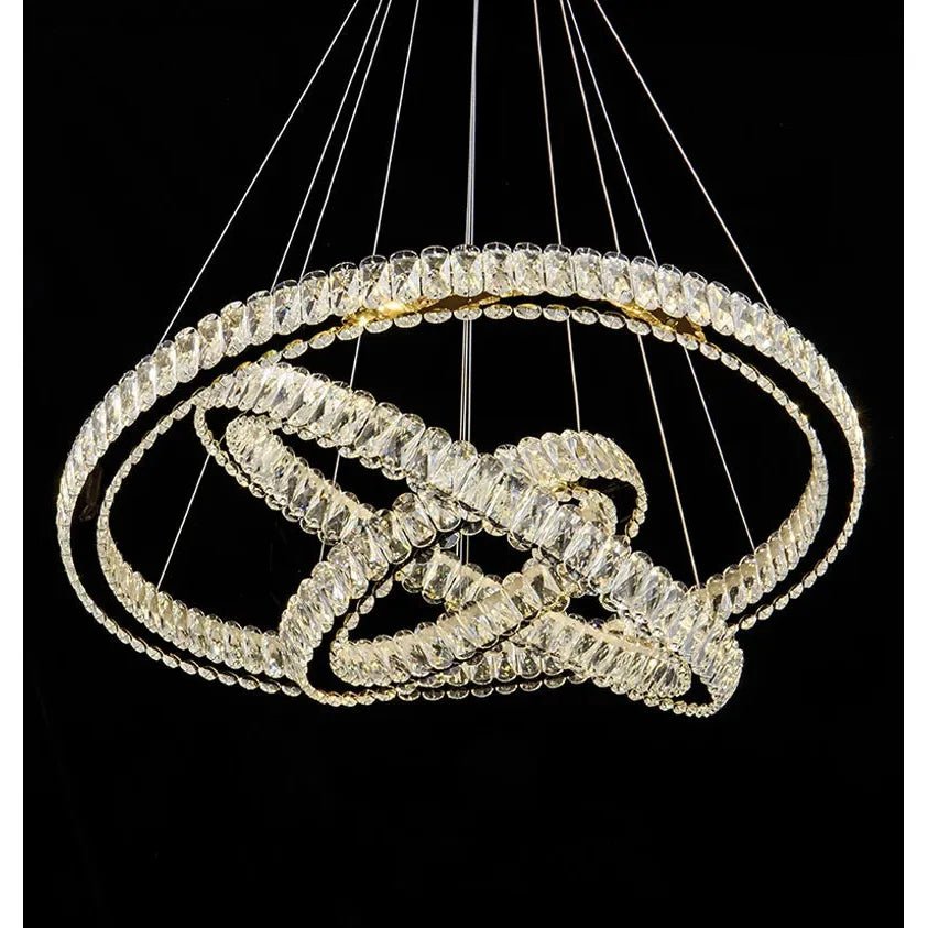 Suspension LED Anneaux | Éclat Lumineux - Designix Suspension luminaire Diamètre 60x40cm Non Argent | Blanc Chaud 3000K