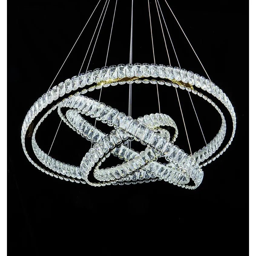 Suspension LED Anneaux | Éclat Lumineux - Designix Suspension luminaire Diamètre 60x40cm Non Argent | Blanc Chaud 3000K