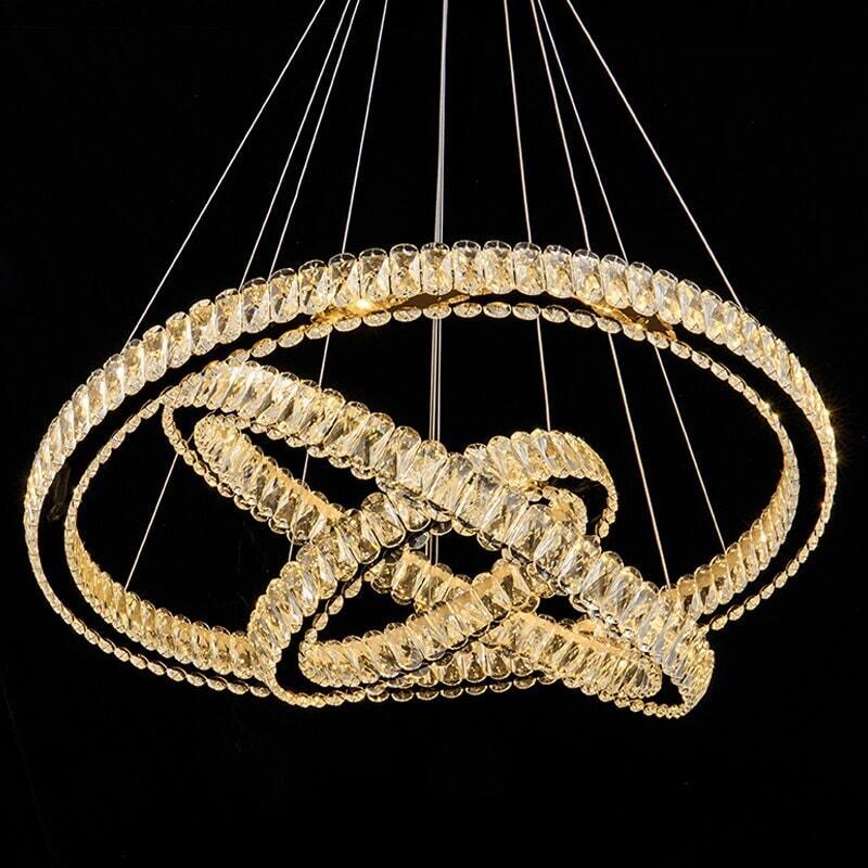 Suspension LED Anneaux | Éclat Lumineux - Designix Suspension luminaire Diamètre 60x40cm Non Argent | Blanc Chaud 3000K