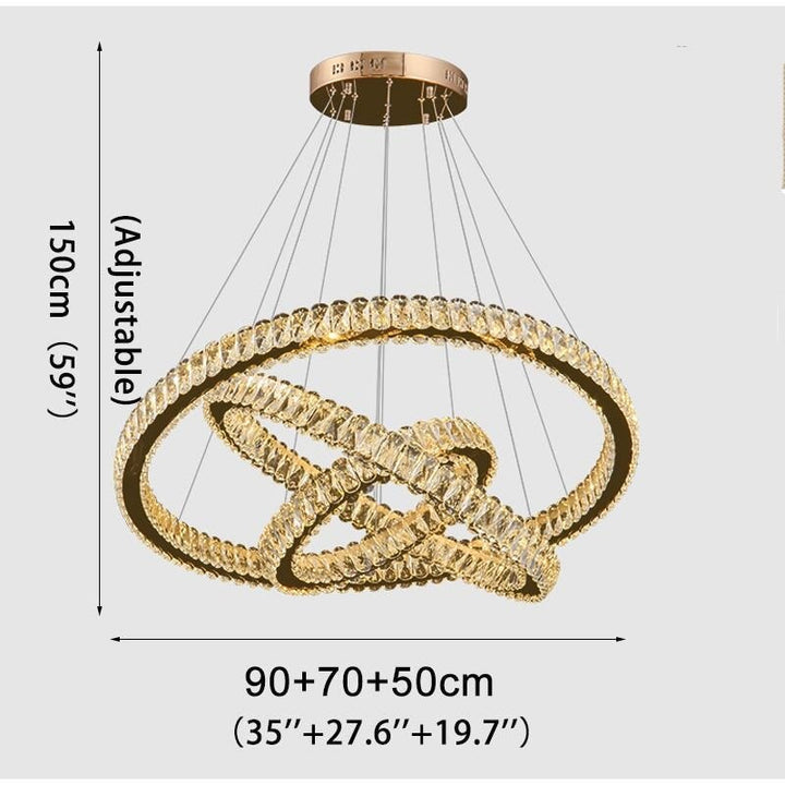 Suspension LED Anneaux | Éclat Lumineux - Designix Suspension luminaire Diamètre 60x40cm Non Argent | Blanc Chaud 3000K