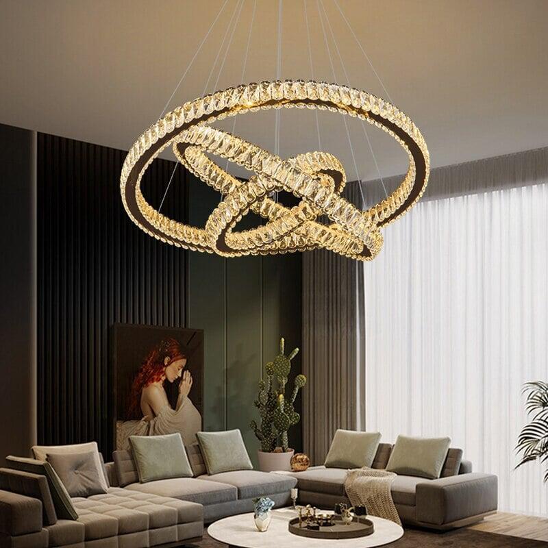 Suspension LED Anneaux | Éclat Lumineux - Designix Suspension luminaire Diamètre 60x40cm Non Doré | Blanc Chaud 3000K
