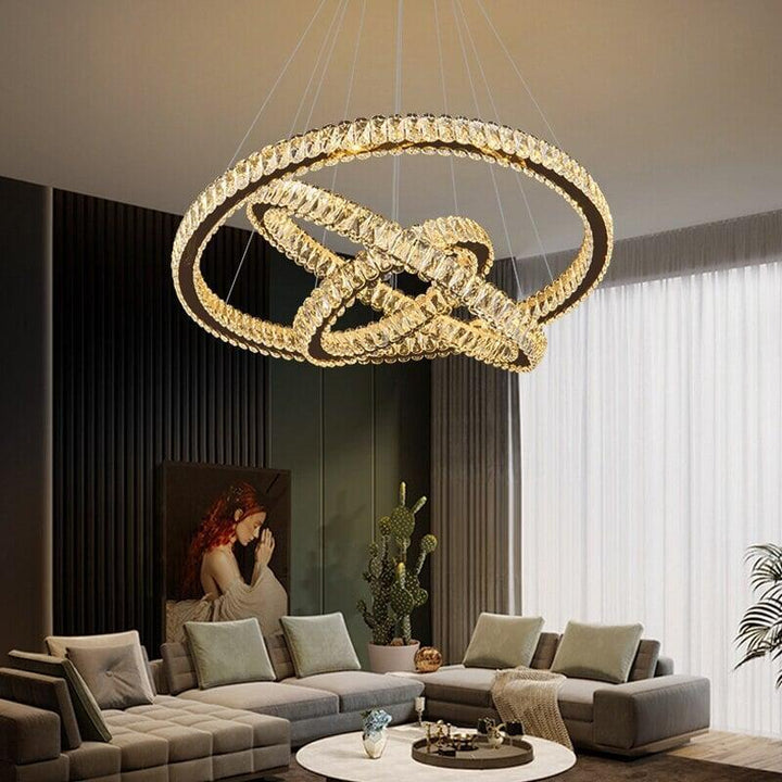 Suspension LED Anneaux | Éclat Lumineux - Designix Suspension luminaire Diamètre 60x40cm Non Doré | Blanc Chaud 3000K