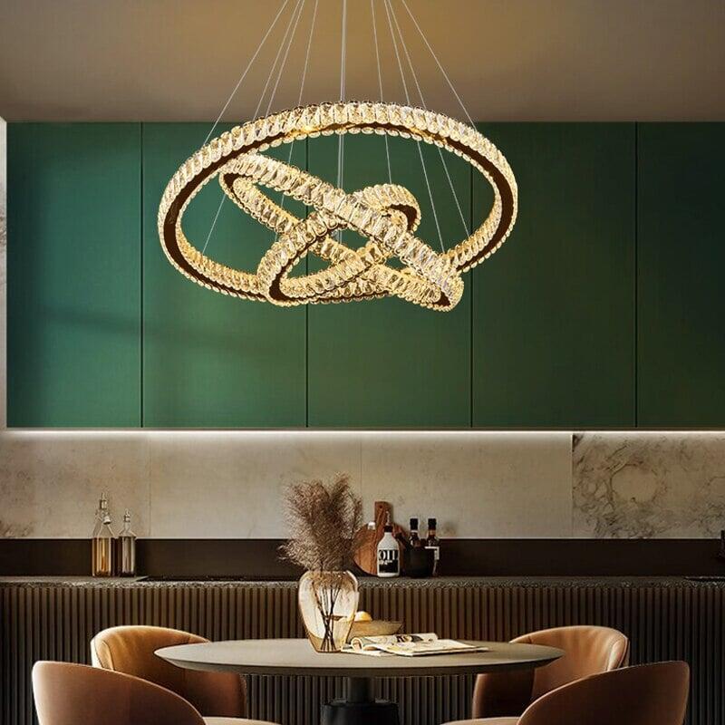 Suspension LED Anneaux | Éclat Lumineux - Designix Suspension luminaire Diamètre 60x40cm Non Doré | Blanc Chaud 3000K