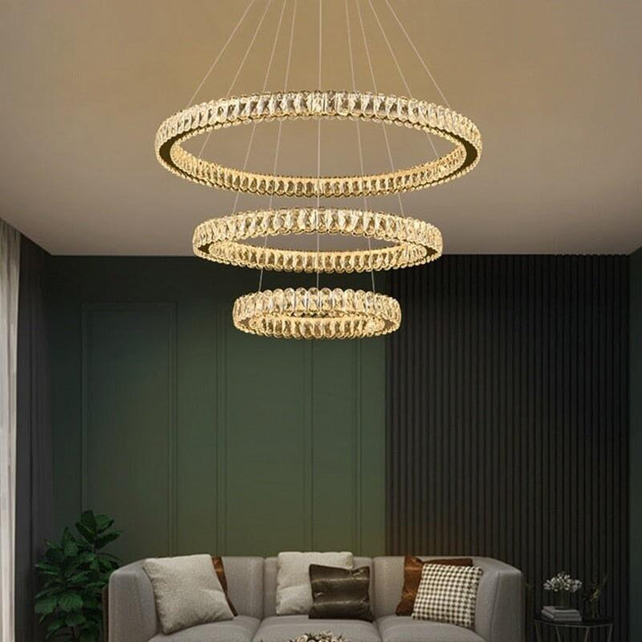 Suspension LED Anneaux | Éclat Lumineux - Designix Suspension luminaire Diamètre 60x40cm Non Doré | Blanc Chaud 3000K