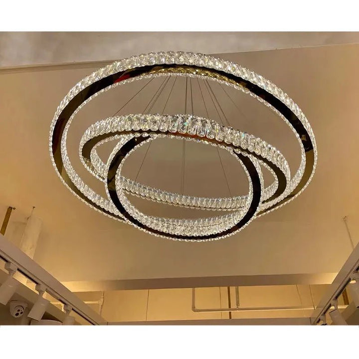 Suspension LED Anneaux | Éclat Lumineux - Designix Suspension luminaire Diamètre 60x40cm Non Doré | Blanc Chaud 3000K