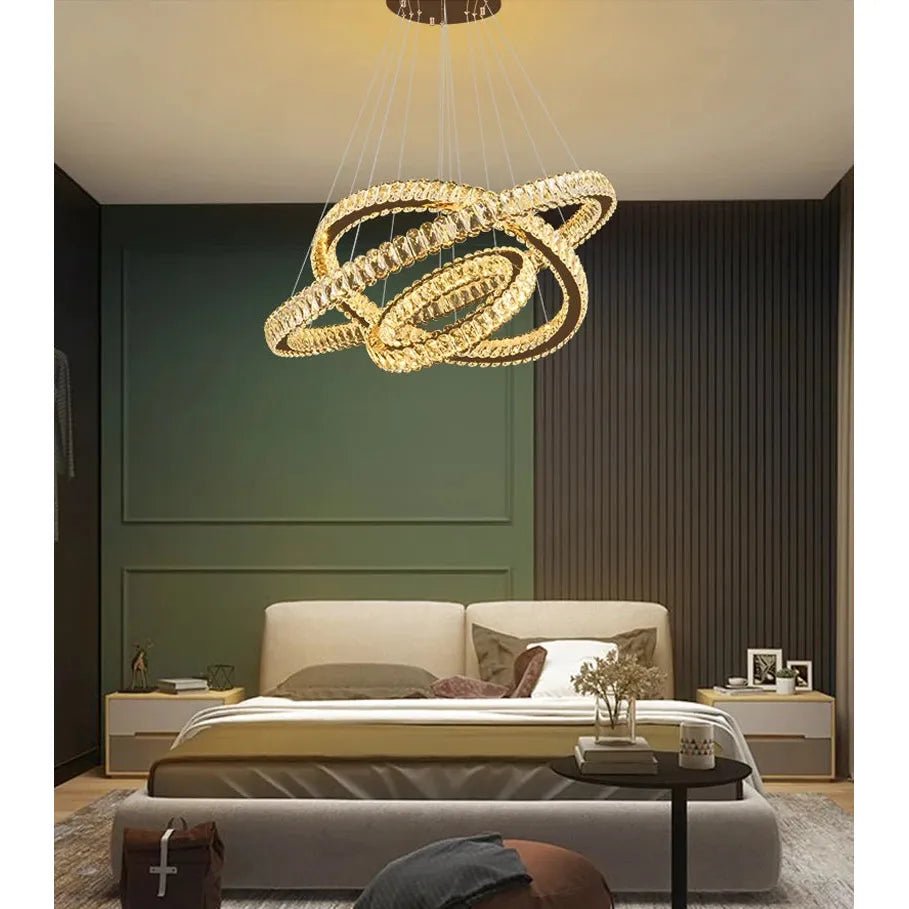 Suspension LED Anneaux | Éclat Lumineux - Designix Suspension luminaire Diamètre 60x40cm Non Doré | Blanc Chaud 3000K
