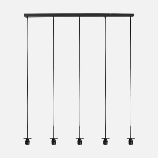 Suspension linéaire noire 5 lampes E27, cuisine et îlot | HaloSwap