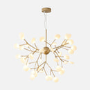 Suspension luminaire arbre doré, lustre branche LED | Lueur Sylvestre
