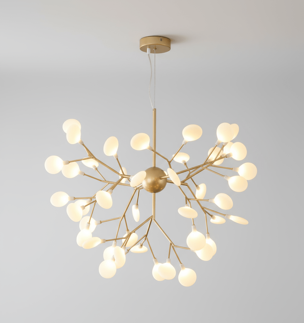 Suspension Luminaire Arbre | Lueur Sylvestre - Designix Lustre Doré | Blanc Chaud 9 Têtes | 55x45 cm