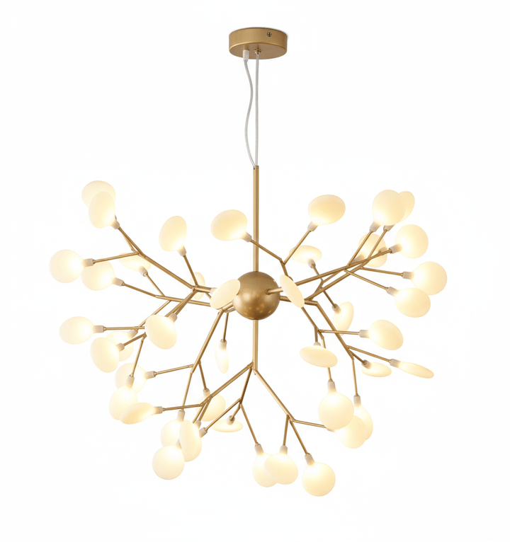 Suspension Luminaire Arbre | Lueur Sylvestre - Designix Lustre Doré | Blanc Chaud 9 Têtes | 55x45 cm
