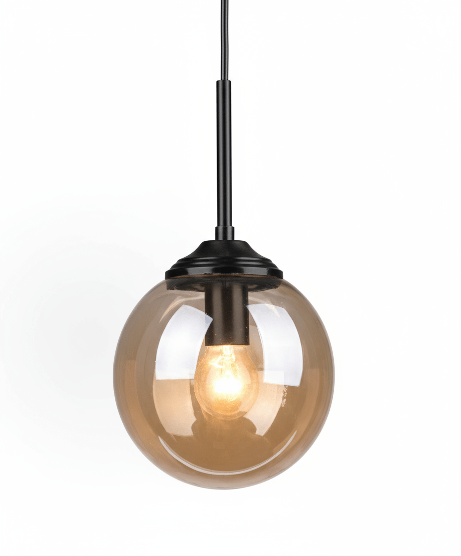 Suspension Luminaire Boule Verre Design Moderne & Élégant | Sphère Céleste - Designix Suspension luminaire Noir | Ambre | Sans Anneau