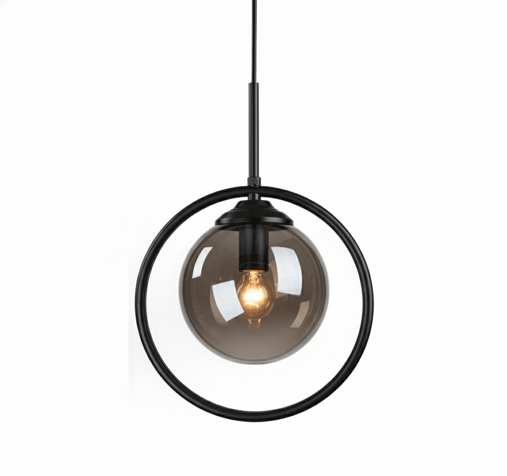 Suspension Luminaire Boule Verre Design Moderne & Élégant | Sphère Céleste - Designix Suspension luminaire Noir | Fumé | Avec Anneau