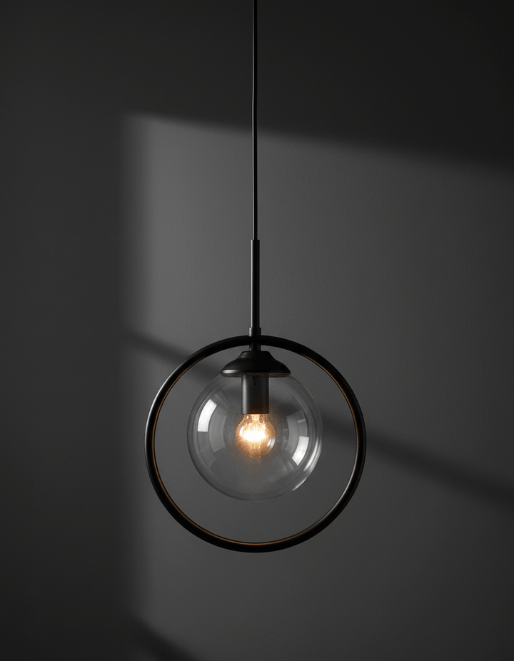 Suspension Luminaire Boule Verre Design Moderne & Élégant | Sphère Céleste - Designix Suspension luminaire Or | Ambre | Avec Anneau